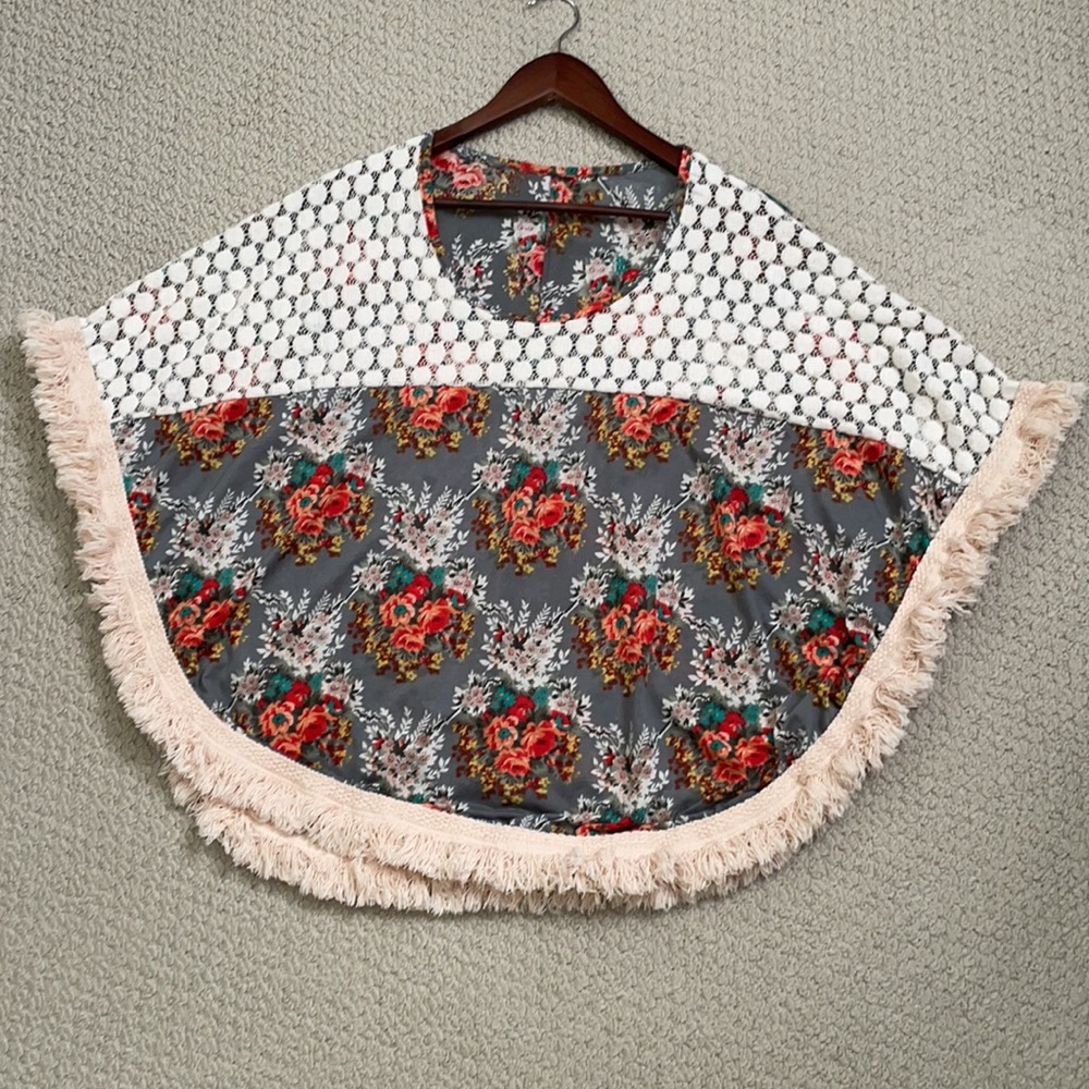 Floral and Tassel poncho